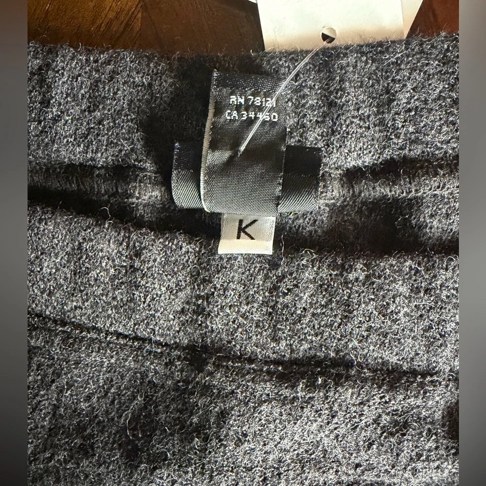 NWT Eileen Fisher Knitted Wool Crepe Straight Skirt Charcoal Gray Women’s Large - Picture 7 of 7